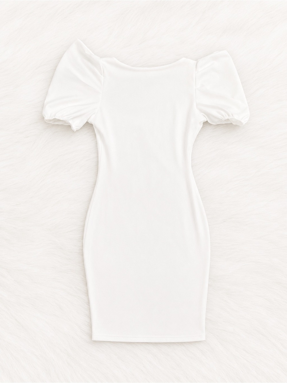 NWT Windsor White Puff Sleeve Bodycon Dress Medium | Bridal Shower Graduation - Picture 3 of 3